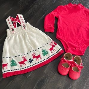 Hannah Andersson Christmas Holiday Sweater Dress Size 12-18 Months